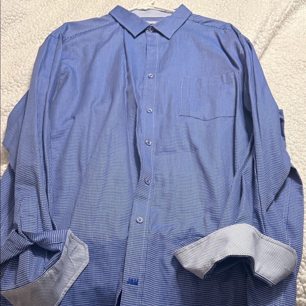 Johnston & Murphy Blue Patterned Button Down Shirt